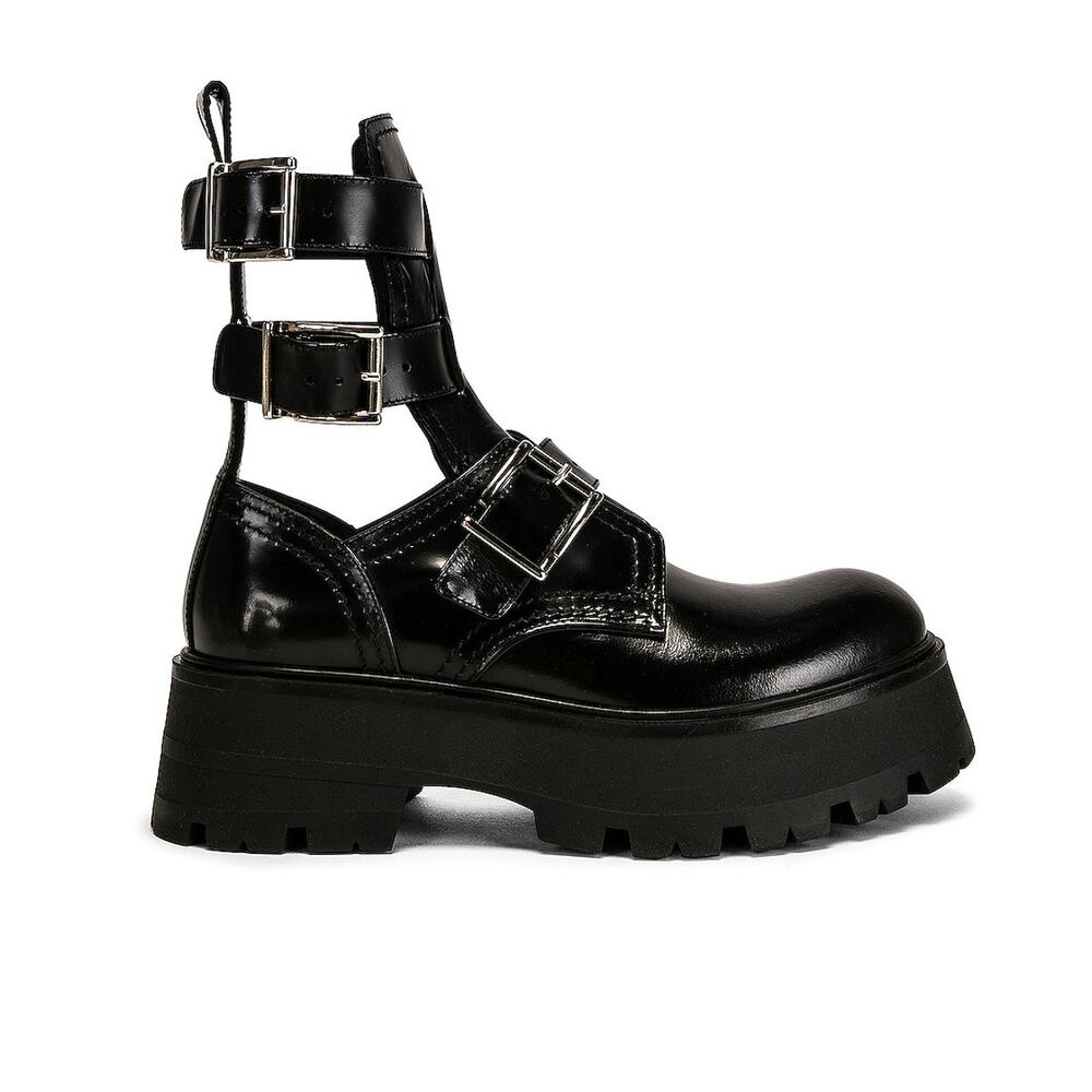 Alexander Mcqueen Chunky Black Buckle Strap Boots Size 36.5 EU / US 6.5